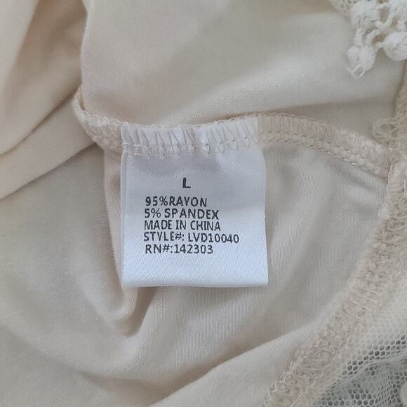 Yahada Y2K crochet longline ladies tank top ivory lace Sz Large Coquette dainty - Picture 6 of 7